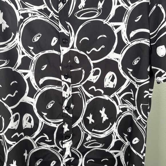 Men's Size Small Button‎ Up Black Party Rave Emojis Shirt - Picture 4 of 7